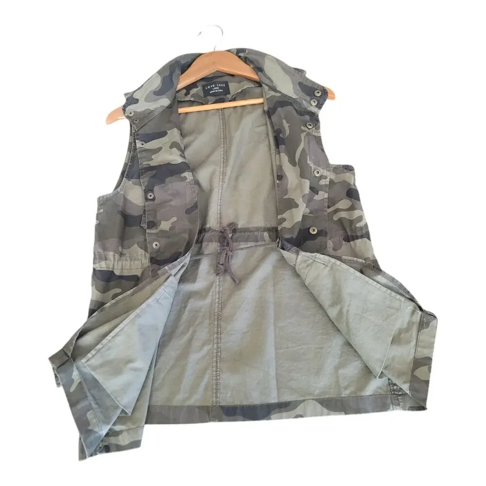 Love Tree‎ Light Weight Snap Closure Utility Vest Military Camo Women's Sz Large - Picture 4 of 7